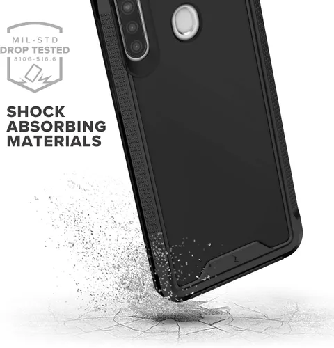 Vista 6 de ZIZO ION Series - Funda para Samsung Galaxy A21, probada contra caídas de grado militar con protector de pantalla de vidrio templado, color negro