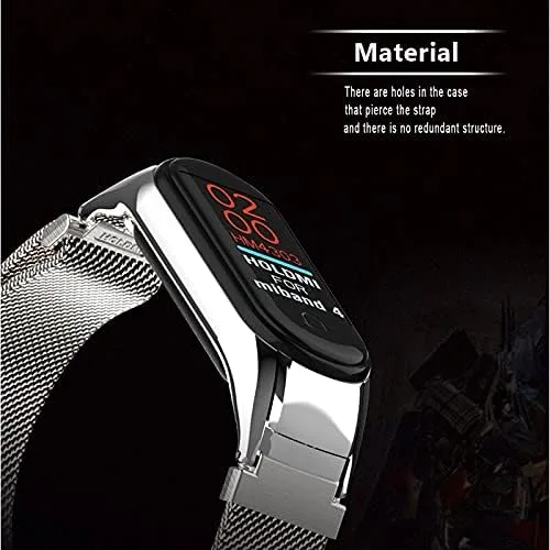 Vista 2 de Stainless Steel Magnetic Absorption Loop Metal Mesh Watch Band Replacement Bands Compatible for Xiaomi Mi Band 3 4 5 6 Strap