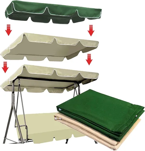 Vista 2 de Funda de repuesto para toldo de columpio y funda para asiento de columpio, 3 plazas, cubierta superior de repuesto para jardín, patio, columpio