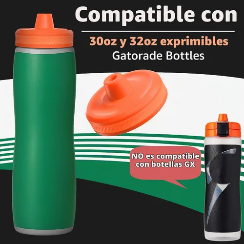 Vista 2 de Jmoe USA Tapa mejorada para botella de agua Gatorade Se adapta a versiones exprimibles de 32 onzas y 30 onzas Válvula de flujo más rápido