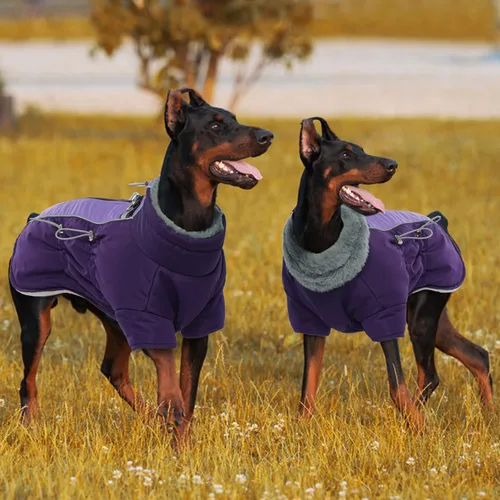 Vista 6 de IDOMIK Abrigos cálidos para perros con arnés, chaqueta impermeable para perros pequeños, medianos y grandes, con forro polar, abrigo de invierno