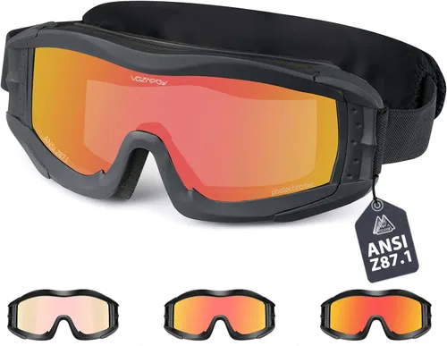 Vista 10 de Airsoft - Gafas de seguridad antivaho con certificación ANSI Z87.1, resistentes a los impactos, gafas de tiro tácticas