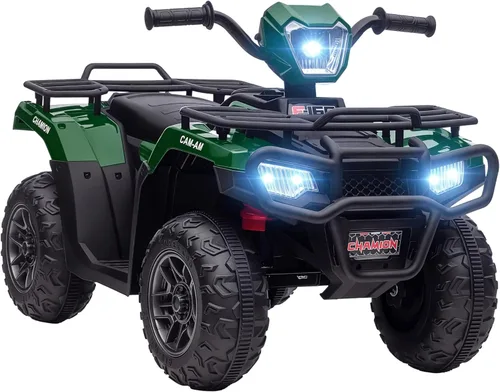 Aosom Quad ATV eléctrico de 12 V para niños, vehículo de 4 ruedas, 4 km/h, con faro, música, MP3, neumáticos con tracción, batería, para niños de 3