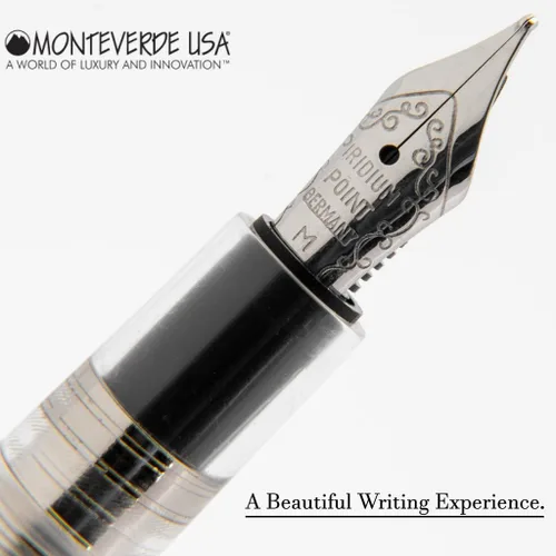 Vista 3 de Monteverde MVP - Pluma estilográfica Diamond Clear - Punta extrafina - Mini bolígrafo de bolsillo compacto y versátil - Punta JoWo fabricada