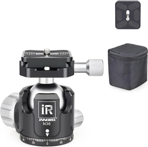 Cabeza de bola de trípode de perfil bajo-INNOREL N36, cabeza de bola panorámica CNC de metal para cámara con dos placas de liberación rápida Arca