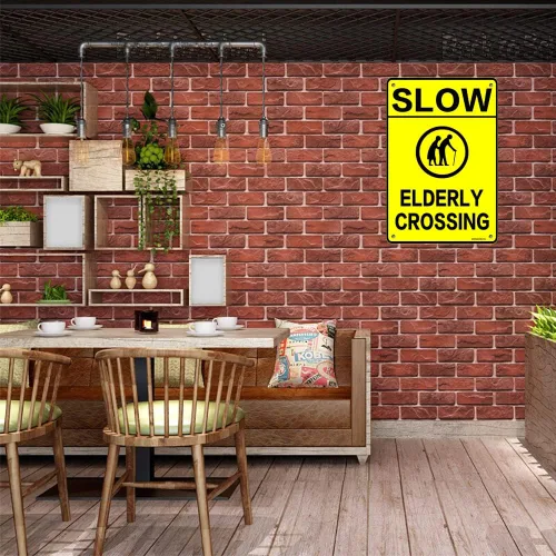 Vista 6 de Warn Elderly Crossing - Letrero de metal para uso en interiores y exteriores, 8 x 12 pulgadas