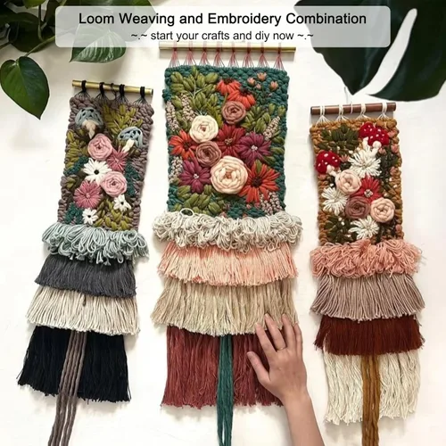 Vista 7 de Kit de telar de tejido, telar de tejido multiartesanal de madera con armazón grande de tapicería 9.85x 15.5 pulgadas, máquina de tejido de punto