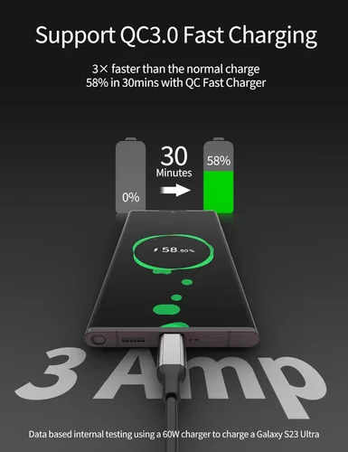 Vista 2 de Cable USB a USB C de 3 pies 3A, paquete de 3 cables USB tipo C de carga rápida, cable de carga USB A a USB-C trenzado de 3 pies para iPhone 17 16 15