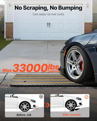 Vista 2 de Rampa de entrada de goma para coche VEVOR, 1 paquete de 4 pies de largo, rampas de pendiente de perfil bajo resistentes, 2.6'' de elevación