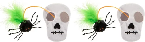 Vista 6 de Petlinks Halloween Spider Stash Hide & Seek - Juguete de peluche para gatos, color negro/blanco, talla única