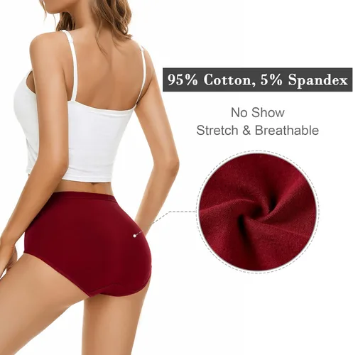 Vista 4 de CULAYII Ropa interior de bikini de algodón sin costuras para mujer, ropa interior hipster, bragas suaves y elásticas, cobertura completa, paquete