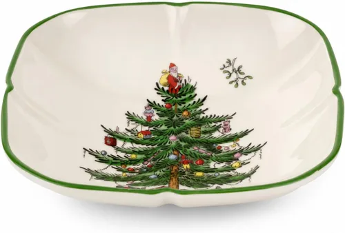 Vista 12 de Spode Cesta de Pan Ovalada Christmas Tree, Cuenco con Asa de 12 Pulgadas para Frutas, Pan, Galletas - Regalo de Porcelana, Vajilla Navideña y Plato