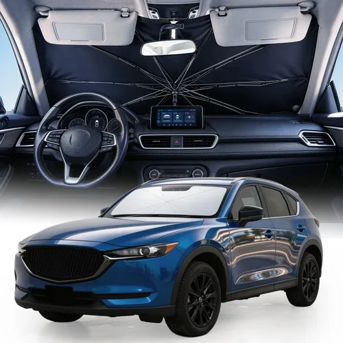 Vista 24 de Parasol personalizado para parabrisas weektic Modelo 3/Modelo Y 2018-2026, revestimiento plateado de titanio resistente, protección solar y térmica