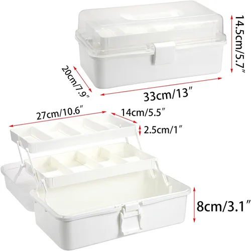 Vista 4 de BTSKY - Caja organizadora de almacenamiento de plástico de 3 capas con divisores, organizador de manualidades con espaciadores ajustables, portátil