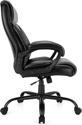 Vista 9 de Giantex Silla ejecutiva de cuero con respaldo alto de 400 libras, silla ejecutiva ergonómica de asiento ancho grande giratorio para computadora