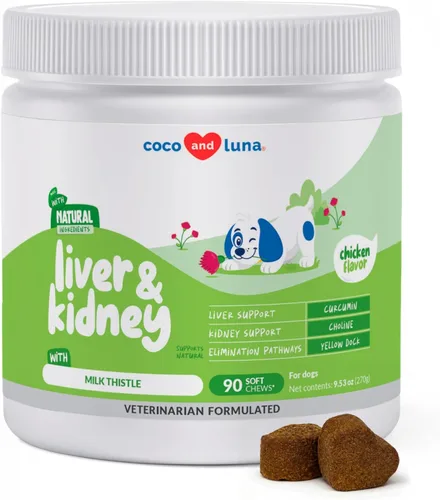 Vista 10 de Cardo mariano para perros – 120 tabletas masticables – Silimarina – Apoyo hepático y renal con EPA y DHA – Desintoxicación – Suplemento hepático