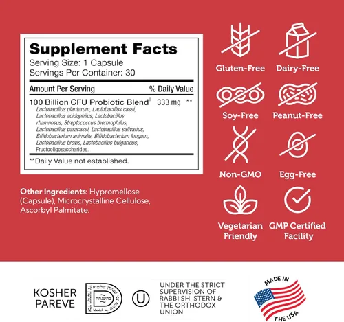 Vista 5 de Zahler BioDophilus100-100 mil millones de probióticos - 100 mil millones de UFC 11 cepas suplemento probiótico para la salud intestinal