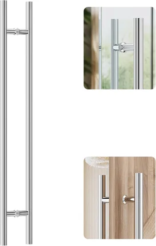 Vista 12 de Ranbo Manija de puerta estilo escalera de 12 pulgadas, espalda con espalda, 7.874 in (7-7/8 pulgadas) CTC, acero inoxidable 304 de 0.047 in