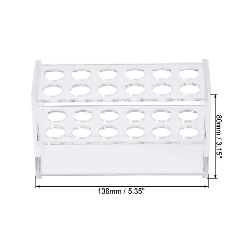 Vista 2 de uxcell Soporte de tubo de ensayo acrílico Soporte de laboratorio 2x6 pozos para tubos de centrífuga de 0.3 fl oz transparente
