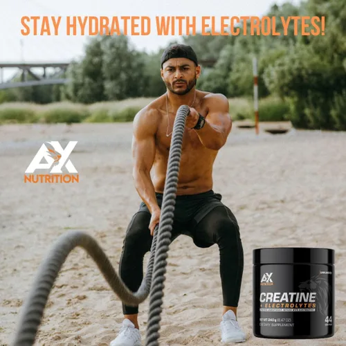Vista 4 de Creatina + electrolitos, 8.47 oz Monohidrato de creatina 100% puro infundido con electrolitos Apoya el crecimiento muscular mientras se mantiene