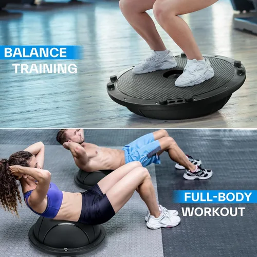 Vista 5 de Sportneer Half Balance Ball - Inflatable Exercise Ball Trainer With Resistance Bands & Pump - Non-slip Yoga Ball for Stability, Core Training