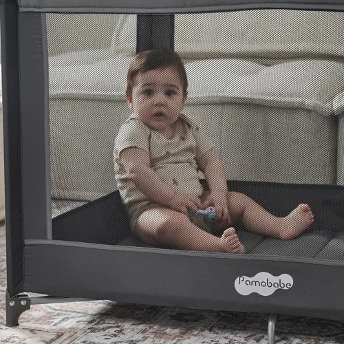 Vista 2 de Pamo Babe Corralito Portátil Plegable Parque Infantil Cuna Portátil para Bebés y Niños Pequeños