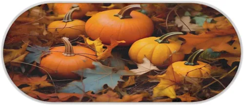 Vista 3 de cfpolar Pumpkin Maple Leaves Bathroom Rugs Non-Slip Bath Rug Microfiber Bath Mat Absorbent Kitchen Mats and Rugs Machine Washable Oval Plush Floor