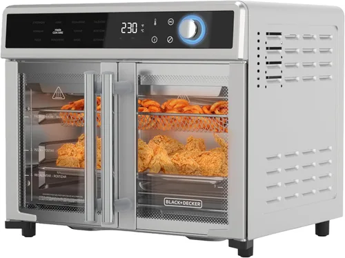 BLACK+DECKER Crisp 'N Bake - Combo de horno tostador y freidora de aire, horno de convección de encimera 12 en 1 para cocinar alimentos rápidamente,