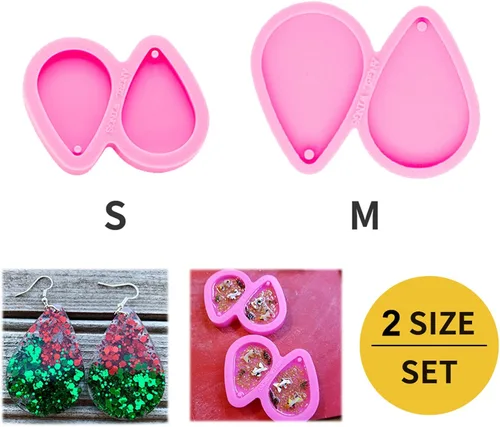 Vista 7 de 2 moldes de resina epoxi – moldes de aretes para hacer joyas, moldes de silicona para joyas de moda, molde de manualidades de resina de lágrima