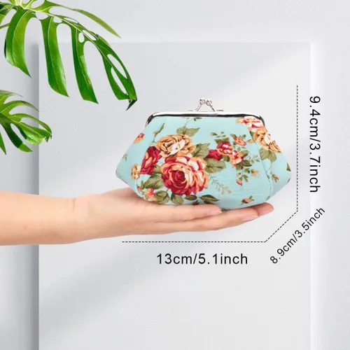 Vista 7 de Oyachic Monedero estampado vintage con hebilla y cierre de broche floral para mujeres y niñas