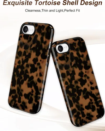 Vista 2 de Jusy Compatible with MagSafe Brown Tortoise Shell Print Phone Case for iPhone 7/8/SE, Amber Trendy Luxury Magnetic Soft TPU and Hard PC Protective