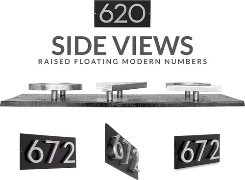 Vista 3 de Montague Metal Products Placa de dirección horizontal de 6 pulgadas flotante con números de casa, aluminio, fácil de instalar, horizontal, 3 dígitos