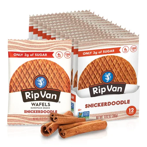 Vista 10 de Rip Van Wafels Stroopwafels de brownie de chocolate – Snacks saludables – Bocadillos sin OGM – Apto para dieta cetogénica – Snacks de oficina – Bajo