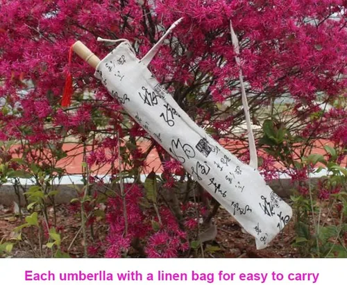 Vista 2 de TFLBANGEL 33 Rainproof Windproof Handmade Chinese Oiled Paper Umbrella Parasol Classical Painting Dancing Props Retractable Plum Blossom Umbrella