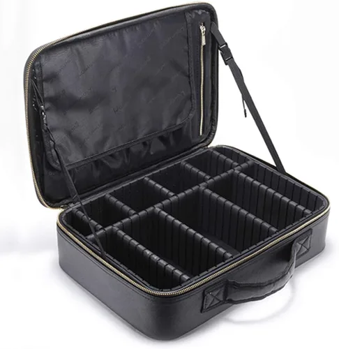 Estuche portátil profesional para organizar maquillaje, de goma EVA, de ROWNYEON, L, Negro