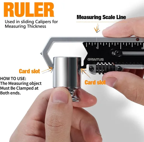 Vista 6 de Llavero pequeño multiherramienta con llave ajustable de bolsillo 9 en 1 para tornillos con mini palanca extractor de clavos herramienta calibrador