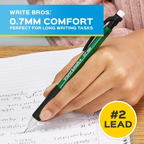Vista 4 de Paper Mate Lápices mecánicos Write Bros. Comfort #2 Lápiz con agarre cómodo, ideal para tareas largas de escritura de 0.028 in, 12