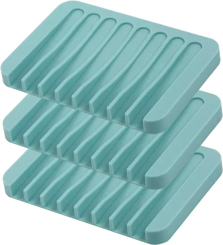 Vista 12 de Jaboneras autodrenantes, 3 piezas de silicona para jabón, escurridor de cascada para baño, prolonga la vida útil del jabón, mantiene las barras