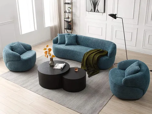Vista 31 de JUSTONE Sofá de sala de estar curvado moderno de mediados de siglo de 101 pulgadas, sofá de tela Boucle de 4 asientos para dormitorio, oficina, beige