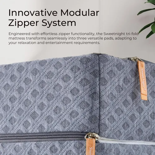 Vista 4 de Sweetnight - Colchón de espuma viscoelástica de 4 pulgadas con triple pliegue, colchón plegable de tamaño Full con funda lavable, sensación media