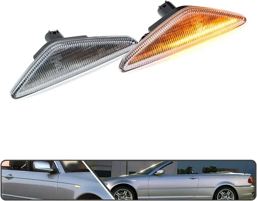 Vista 6 de 2 piezas de luces de señalización laterales intermitentes LED color ámbar para BMW Serie 3 E46 Coupé Convertible LCI 323Ci 325Ci 328Ci 330Ci Lente