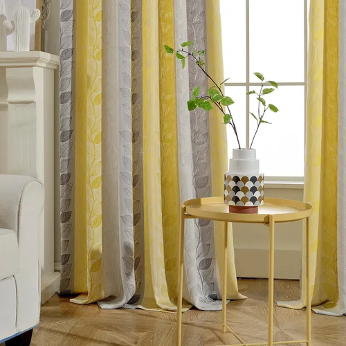 Vista 29 de Vogol - Cortinas de 2 paneles con ramas bordadas de lino sintético con ojales, cortinas para dormitorio y sala de estar, cortinas de ventana