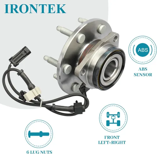 Vista 2 de IRONTEK Buje de rueda delantera y conjunto de rodamiento 515036 compatible con Cadillac Escalade, para Chevy SilveradoTahoeSuburbanAvalanche
