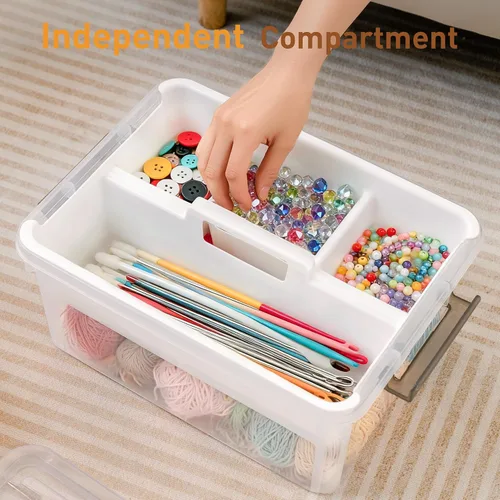 Vista 4 de Citylife - Contenedores de almacenamiento de plástico transparente de 17 cuartos de galón con bandeja extraíble, caja de cierre apilable con asa