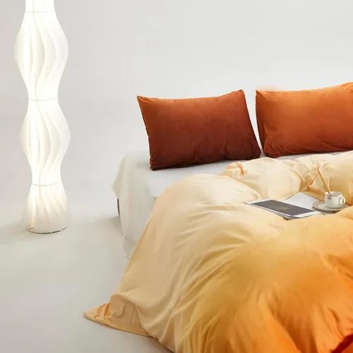 Vista 123 de CLOTHKNOW Juego de edredón de 3 piezas a cuadros color beige óxido, tamaño Full, juego de ropa de cama de cuadros edredón terracota con 2 fundas