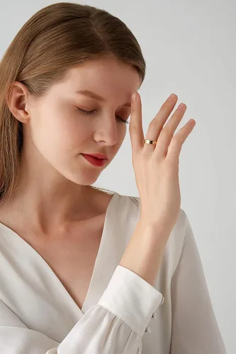 Vista 4 de PDWZNBA - Anillo de acero inoxidable bañado en oro de 18 K, dorado, rosa, plateado, con circonita cúbica. Anillo de compromiso o para boda