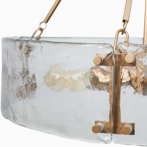 Vista 7 de ZEVNI Candelabro dorado, lámpara moderna de 4 luces, lámpara de araña de tambor de vidrio de 19.5 pulgadas de diámetro para comedor, vestíbulo