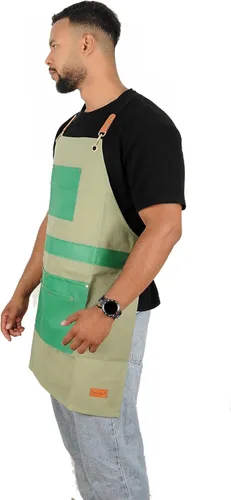 Vista 7 de Pelocapa Woodworking Tools Apron for Men Heavy Duty Waterproof Cotton Canvas Apron with 6 Pockets