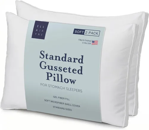 Ella Jayne - Juego de 2 almohadas de hotel de lujo, tamaño estándar, fundas de microfibra de plumón suave, fibra de gel para apoyar a los durmientes