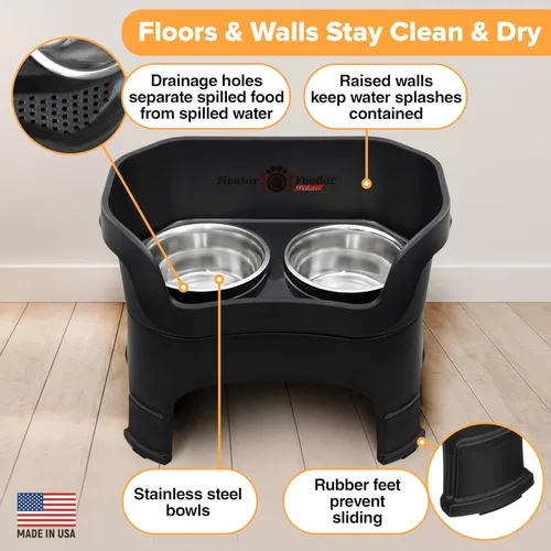 Vista 5 de Neater Feeder Deluxe - Soporte de tazón elevado para perro grande, antidesorden y antiderrames, de Estados Unidos, extensiones en las patas, juego